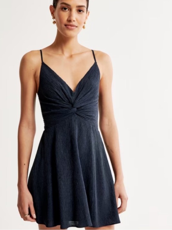 Abercrombie & Fitch Dresses & Skirts - Abercrombie & Fitch Navy Blue Crinkled Textured, Twist Front Mini Dress, Size SP